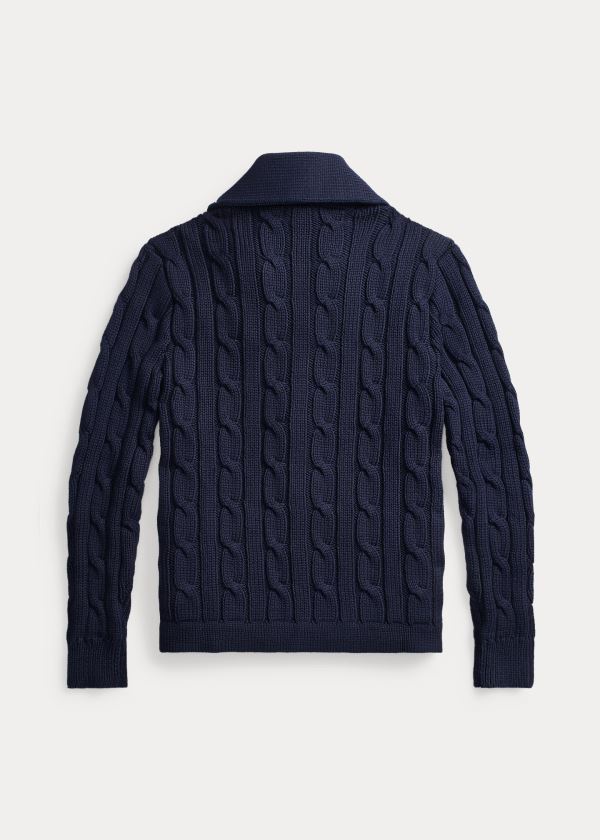 Ralph Lauren Cable Cotton-Blend Cardigan Herre Danmark (MUNEI2384)